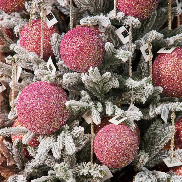 Шар с блёстками D10 см, пенопласт, фуксия, мультиколор