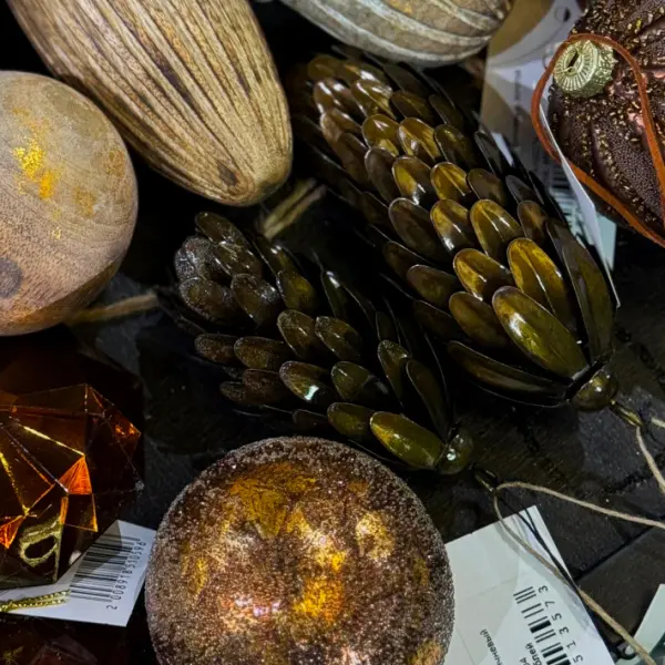 Подвес ШИШКА 7x16 см, металл, золотой