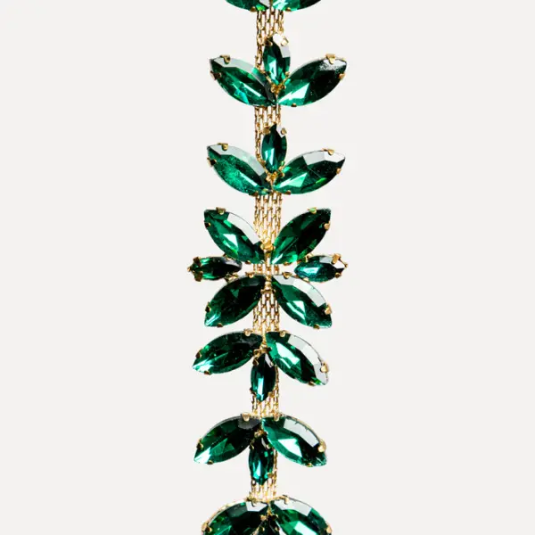 Подвес с кристаллами 3х30 см, металл, стекло, зеленый