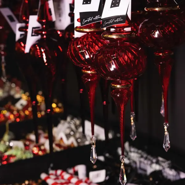 Подвес ручной работы 9x30 см, стекло, красный