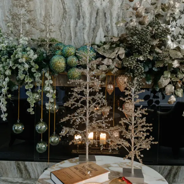 Елка из камней, 45x76 см, стекло, шампань