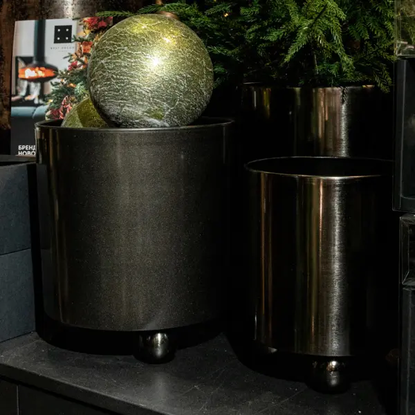 Набор из 3-х кашпо на круглых ножках 27x33, 25х31, 20х25 см, металл, серебряный