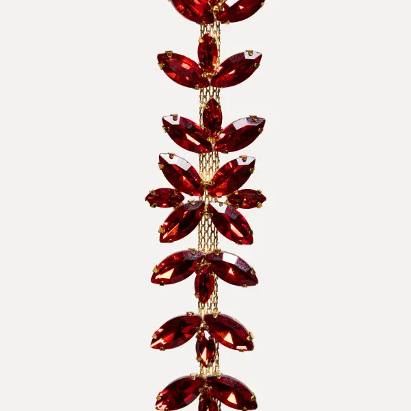 Подвес с кристаллами 3х30 см, металл, стекло, красный