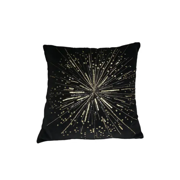 Подушка с вышивкой СОЛНЦЕ 50х50 см, текстиль, черный, золотой
