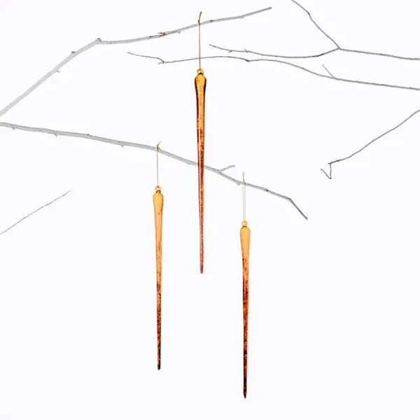 Подвесы в наборе СОСУЛЬКИ Н29 см, 3 шт, стекло, тёмно-золотой