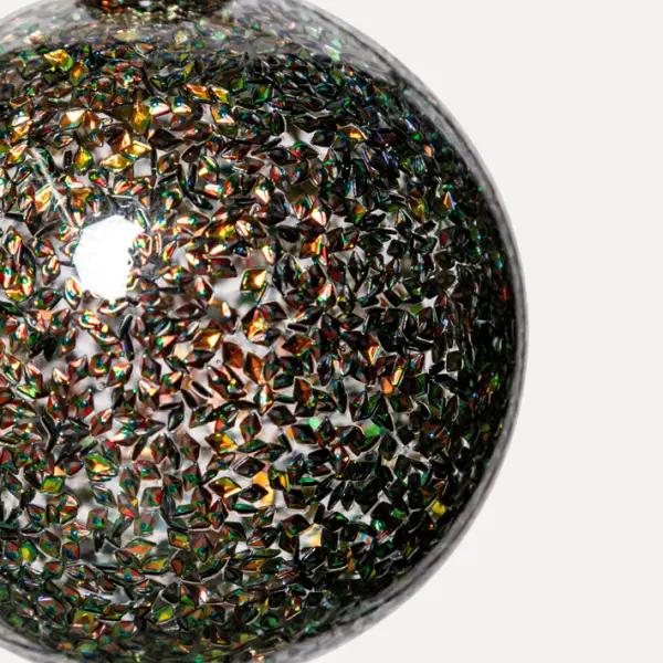Шар с пайетками D8 см, стекло, темно-зеленый