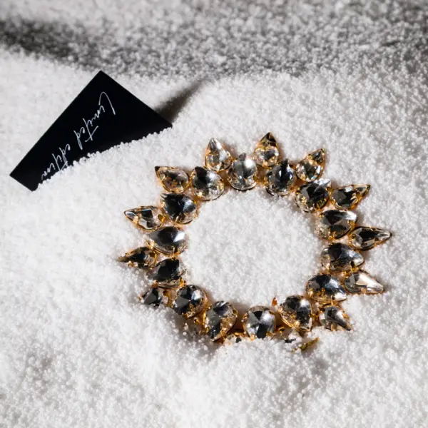 Подвес КОЛЬЦО с кристаллами D9 см, стекло, металл, золотой