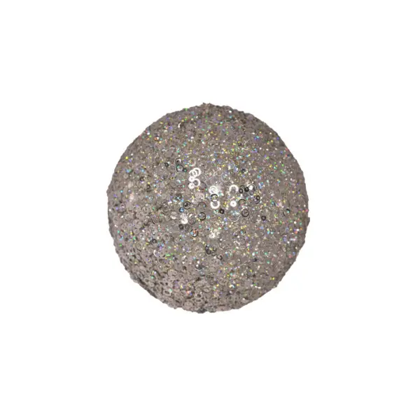 Шар D10 см с пайетками, пенопласт, серебряный, мультиколор
