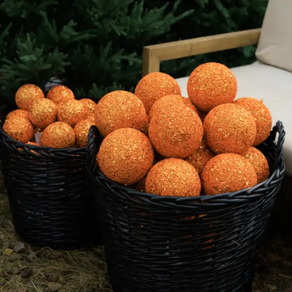 Шар D20 см с блёстками, пенопласт, оранжевый