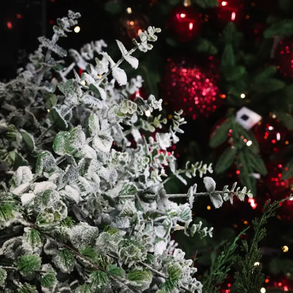 Ветвь эвкалипта H89 см, заснеженная, пластик, зелёный