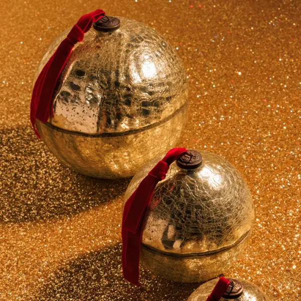 Ароматическая свеча ГЛИНТВЕЙН, кракелюр, 20 см, стекло, золотой