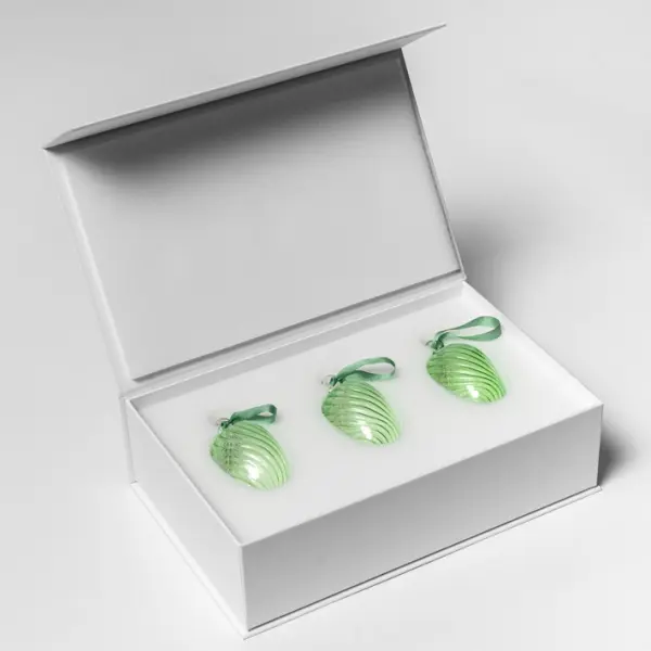 Набор украшений ручной работы ЯЙЦА, H6 см, 3 шт, светло-мятный, мятный, тёмно-мятный