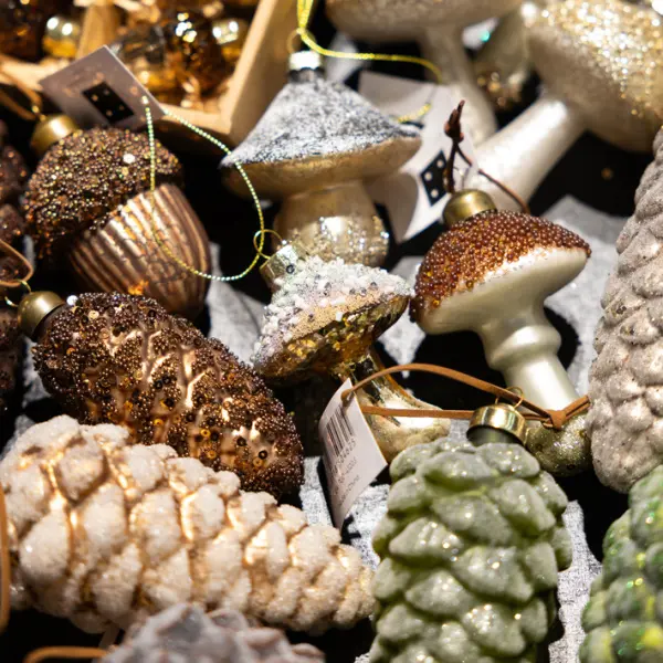 Подвес ГРИБ H8 см, стекло, белый, шампань