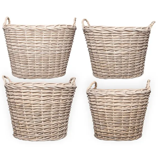 Комплект из 4-х плетёных корзин 69х59х48, 59х50х43, 49х41х37, 41х34х32 см, ива, бежевый