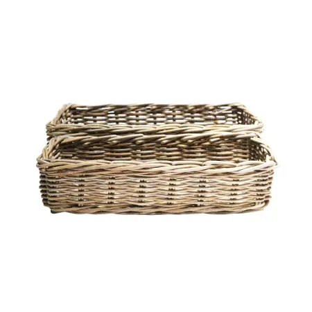 Комплект из 2-х плетёных корзин 80x35x20, 75x30x20 см, ротанг, рыжий