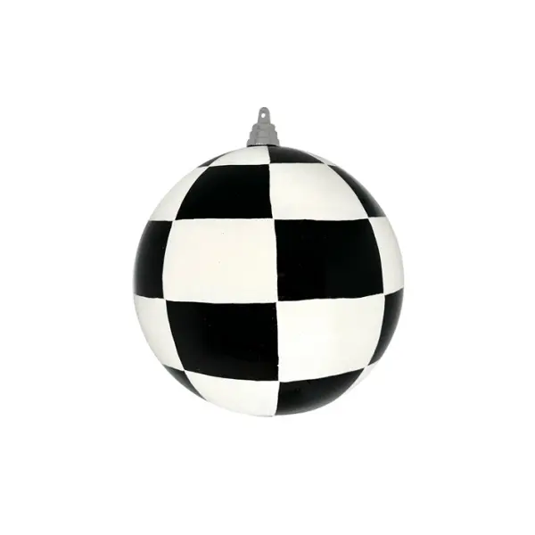 Шар в клетку D20 см, пластик, белый, черный
