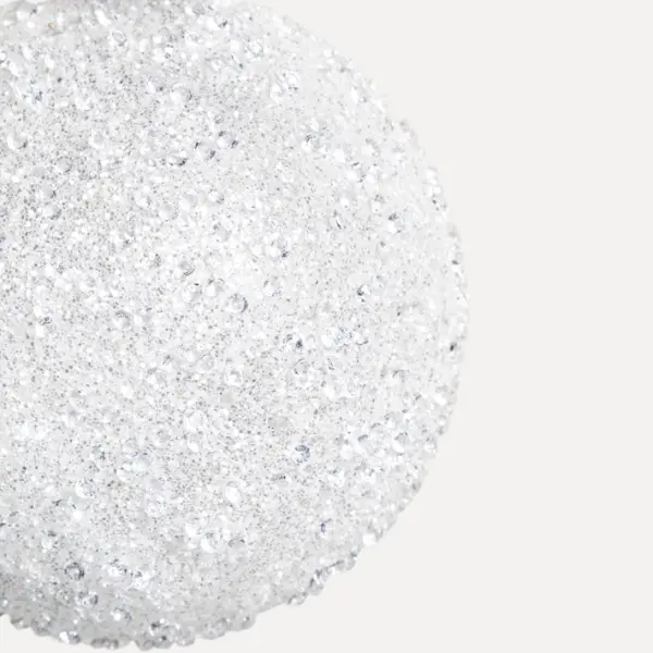 Шар с глиттером D8 см, стекло, белый