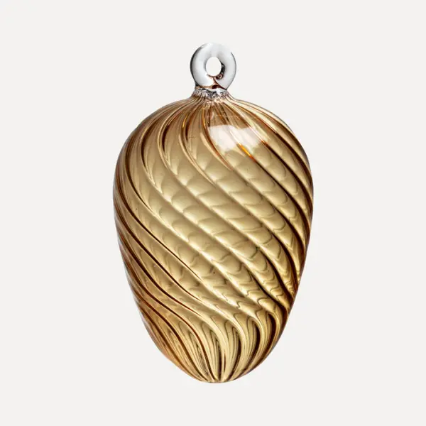 Подвес ручной работы ЯЙЦО 8x9 см, стекло, темно-желтый