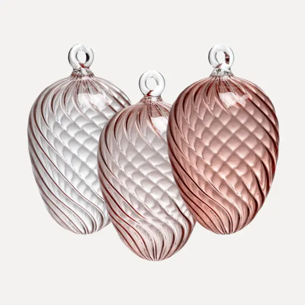 Набор украшений ручной работы ЯЙЦА, H8 см, 3 шт, светло-розовый, розовый, тёмно-розовый