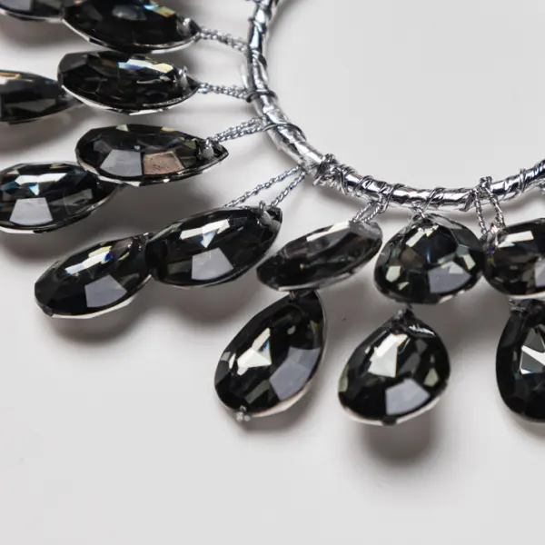 Подвес КОЛЬЦО D12 см из кристаллов, акрил, темно-серебряный