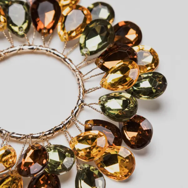 Подвес КОЛЬЦО D12 см из кристаллов, акрил, золотой, зеленый, коричневый