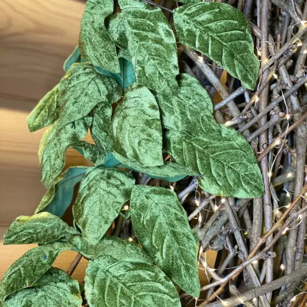 Ветка с листьями L140 см, бархат, травяной