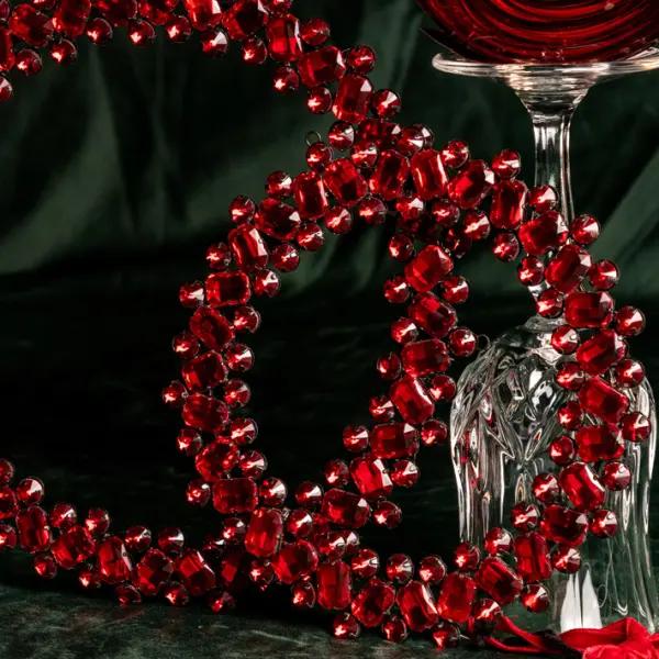 Подвес КОЛЬЦО с кристаллами D15 см, металл, стекло, красный