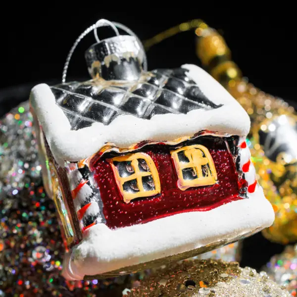 Подвес ДОМИК 7х7х8 см, стекло, красный