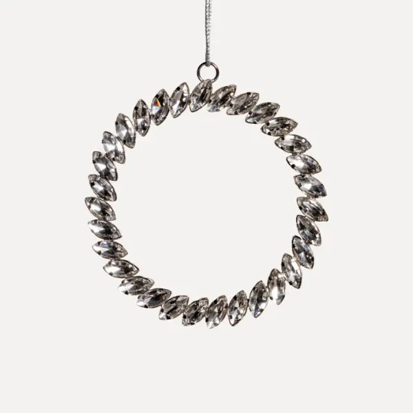 Подвес КОЛЬЦО с кристаллами D10 см, металл, стекло, серебряный