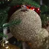 Шар D8 см с глиттером, стекло, золотой