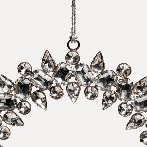 Подвес КОЛЬЦО с кристаллами D15 см, стекло, металл, серебряный