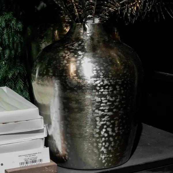 Ваза 36x42 см, металл, серебряный