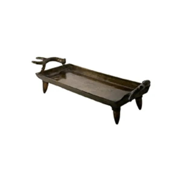 Поднос прямоугольный 45х15х10 см, металл, латунный