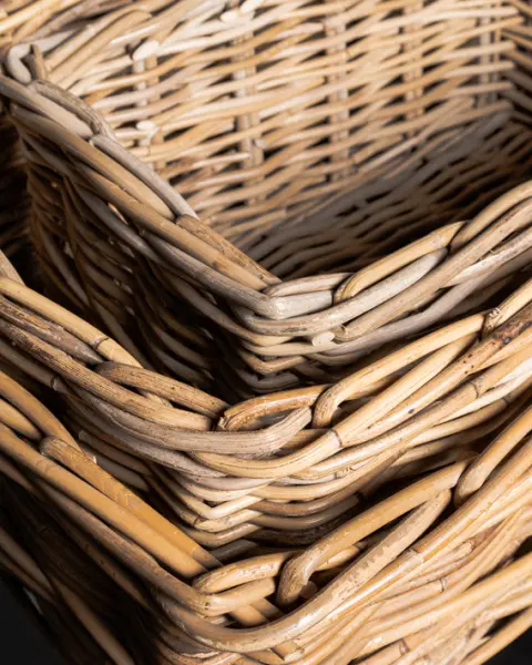 Комплект из 3-х плетёных корзин 55x40x20, 50x35x20, 35х28х20 см, ротанг, рыжий