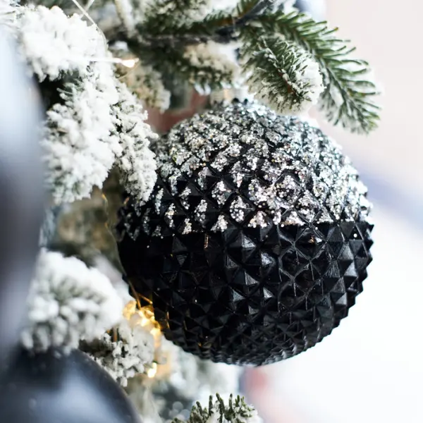 Шары в наборе D13 см, 2 шт, заснеженный, пластик, чёрный