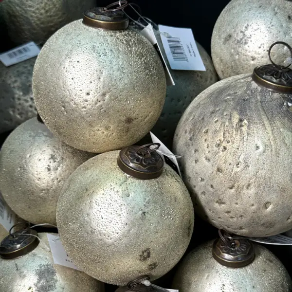 Шар D12 см, стекло, серебряный