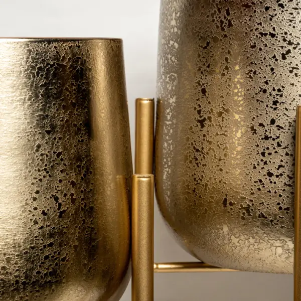 Набор из 2-х кашпо с подставками 31x47, 28x41 см, металл, золотой