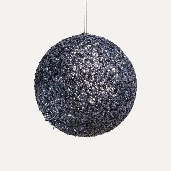 Шар D20 см с пайетками, пенопласт, темно-серый, АУТЛЕТ