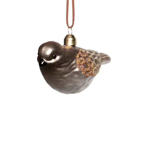 Подвес ПТИЦА 13х6 см, стекло, золотой