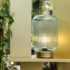 Светильник на металлической подставке H21 см, стекло, светло-зелёный