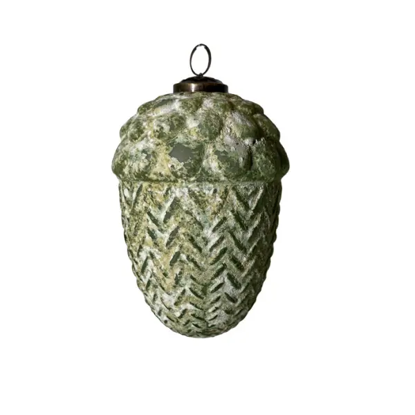 Подвес ЖЕЛУДЬ H20 см с эффектом мрамора, стекло, зеленый