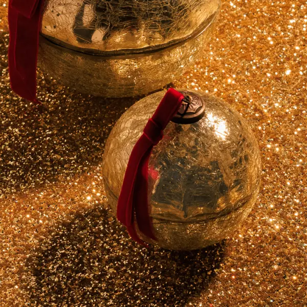 Ароматическая свеча ГЛИНТВЕЙН, кракелюр, 10 см, стекло, золотой