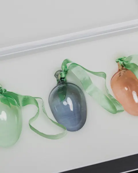 Набор украшений ручной работы ЯЙЦА, H6 см, 3 шт, мятный, розовый, голубой