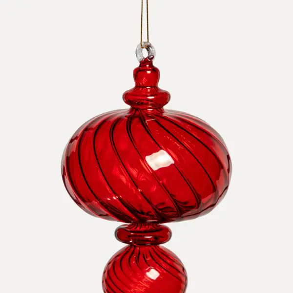 Подвес ручной работы 10x23 см, стекло, красный