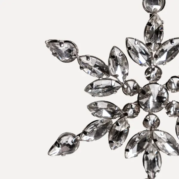 Подвес СНЕЖИНКА с кристаллами D10 см, стекло, металл, серебряный