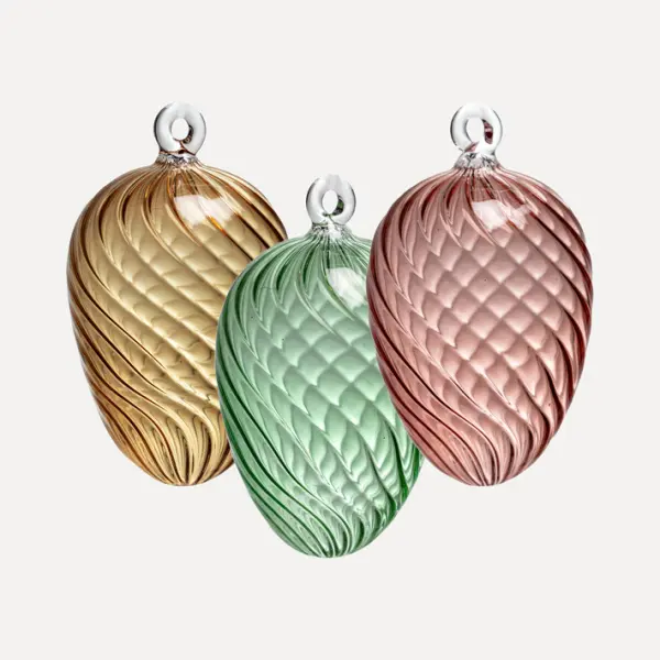 Набор украшений ручной работы ЯЙЦА, H8 см, 3 шт, тёмно-розовый, тёмно-мятный, тёмно-жёлтый