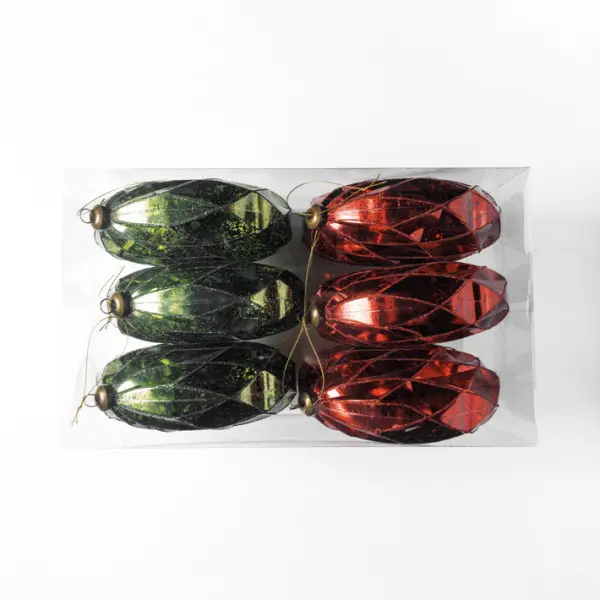 Шары в наборе D20 см, 6 шт, пластик, зеленый, красный