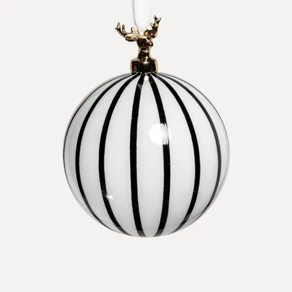 Шары в наборе D12 см, 2шт, стекло, белый, черный