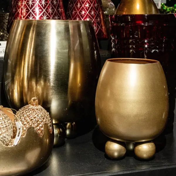 Набор из 2-х кашпо на круглых ножках 27x32, 18x23 см, металл, золотой