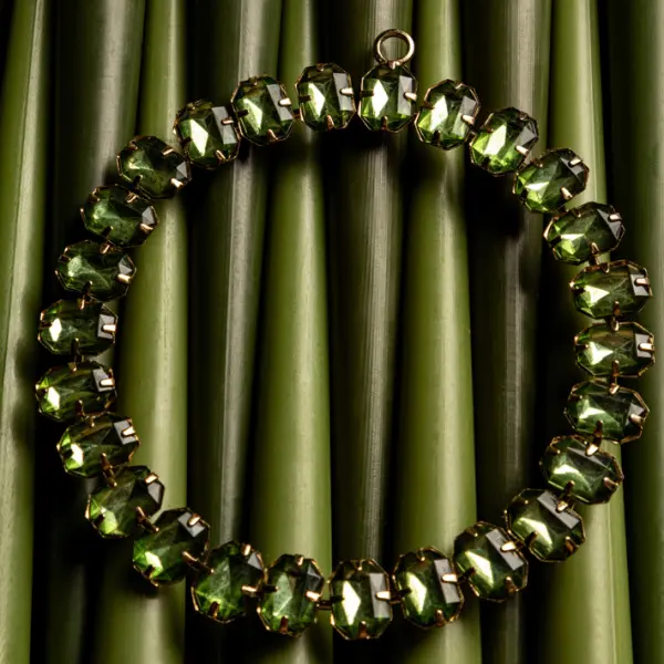 Подвес КОЛЬЦО с кристаллами D12 см, стекло, металл, зеленый